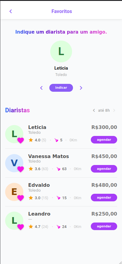 Tela de Favoritos