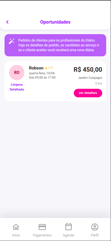 Tela de Oportunidades