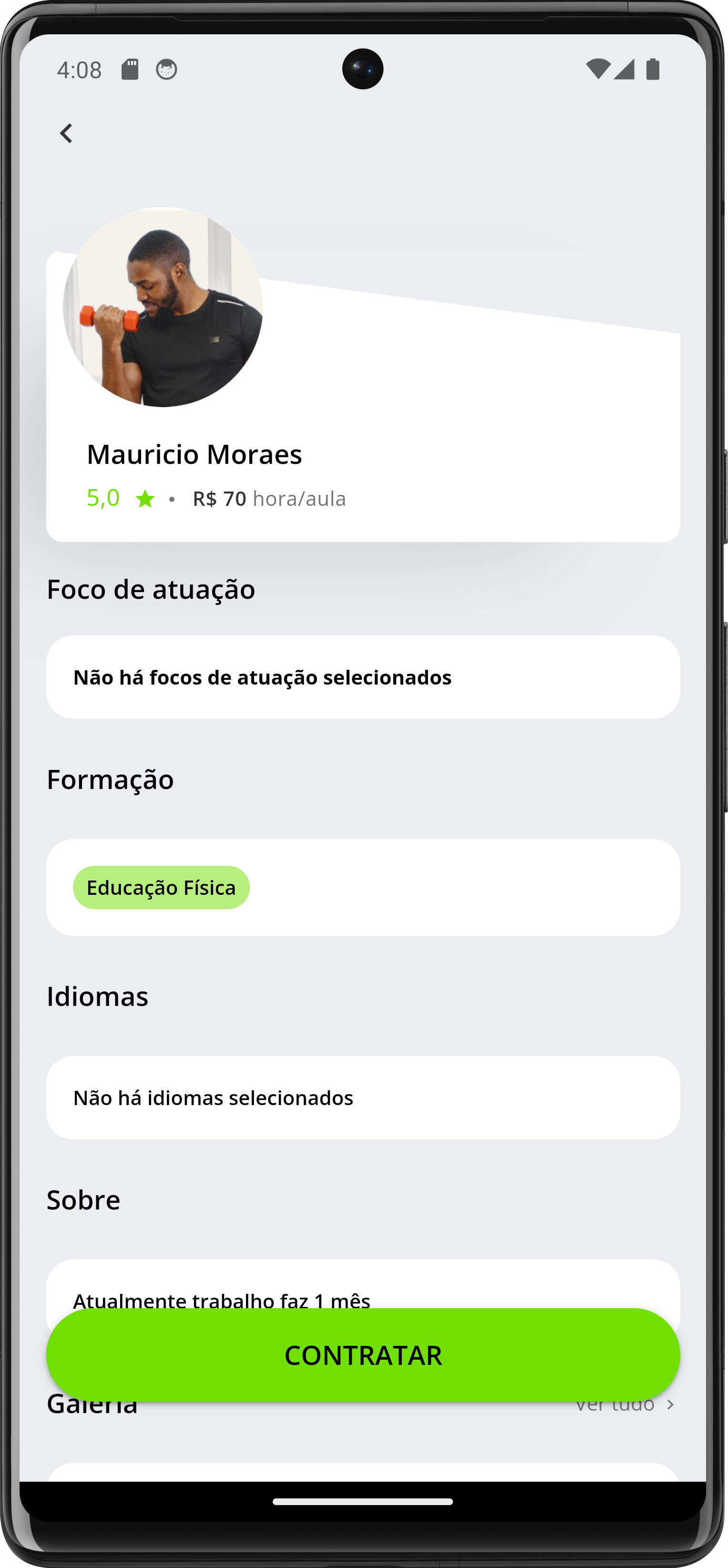 Image do app no celular com a tela inicial para selecionar o hotel