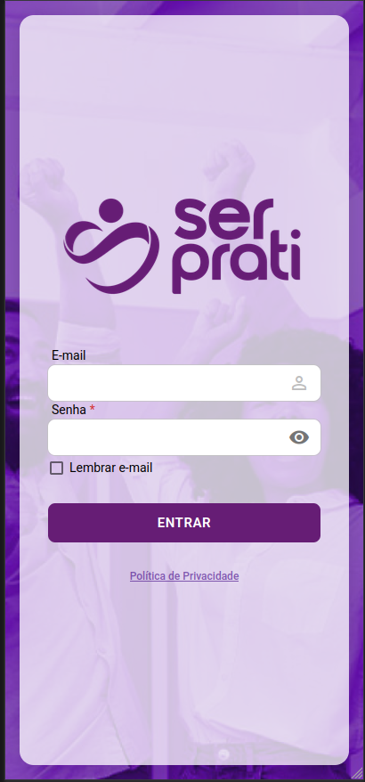Tela de login do SerPrati Associado