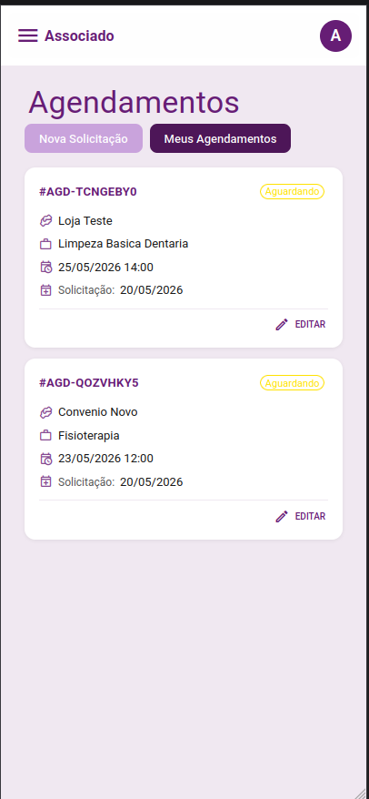 Tela de agendamentos
