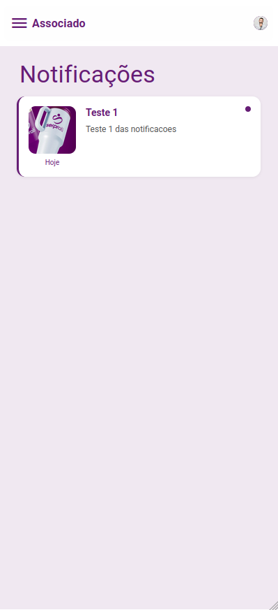 Tela de notificações