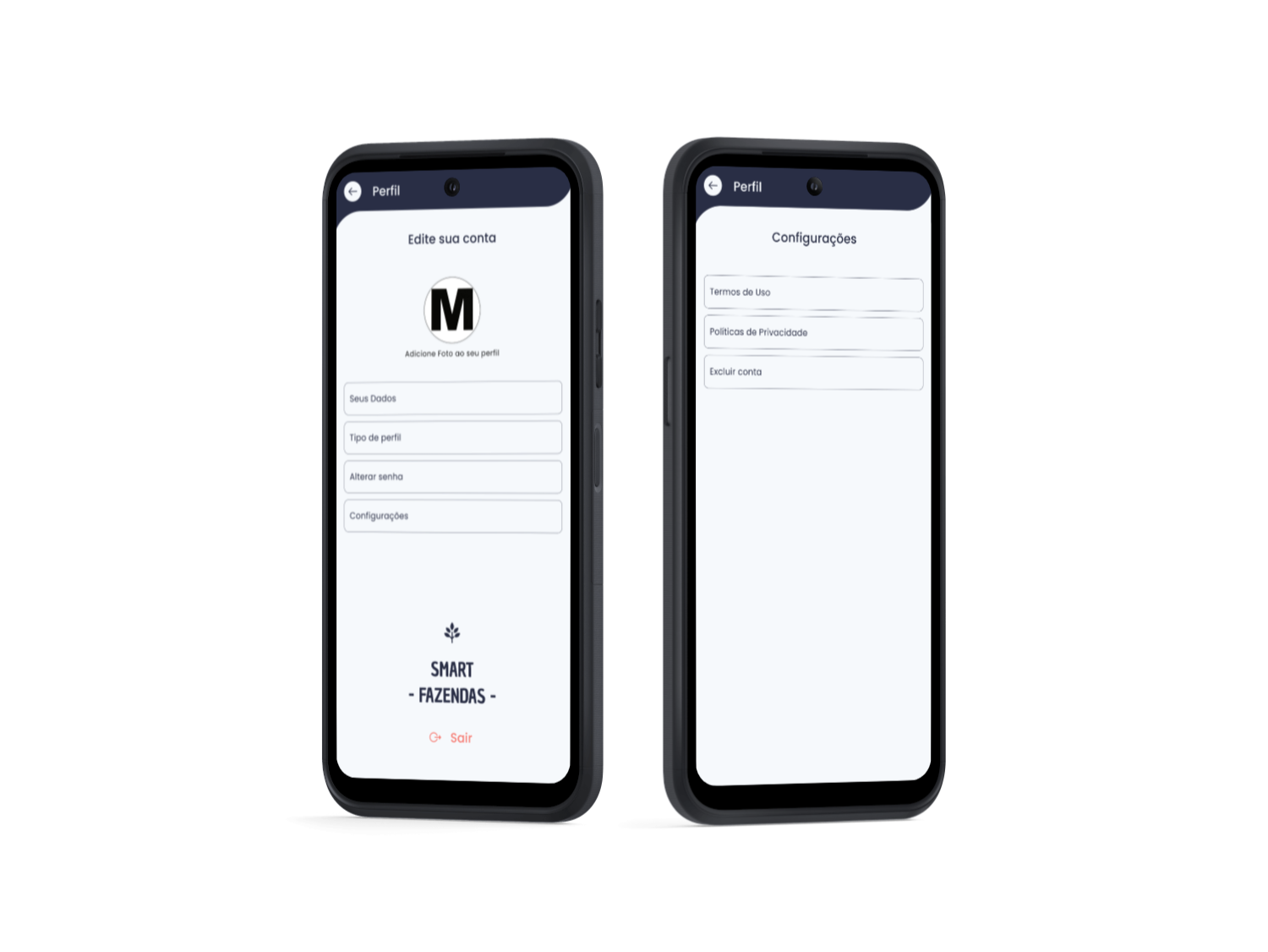 Image do app no celular com o perfil e configurações do usuario