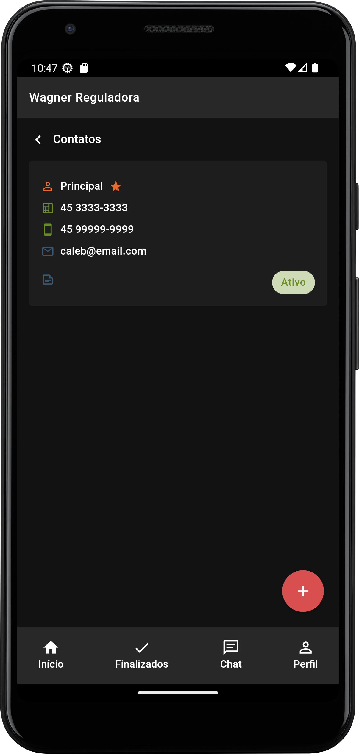 Imagem do aplicativo no celular com a tela de editar perfil