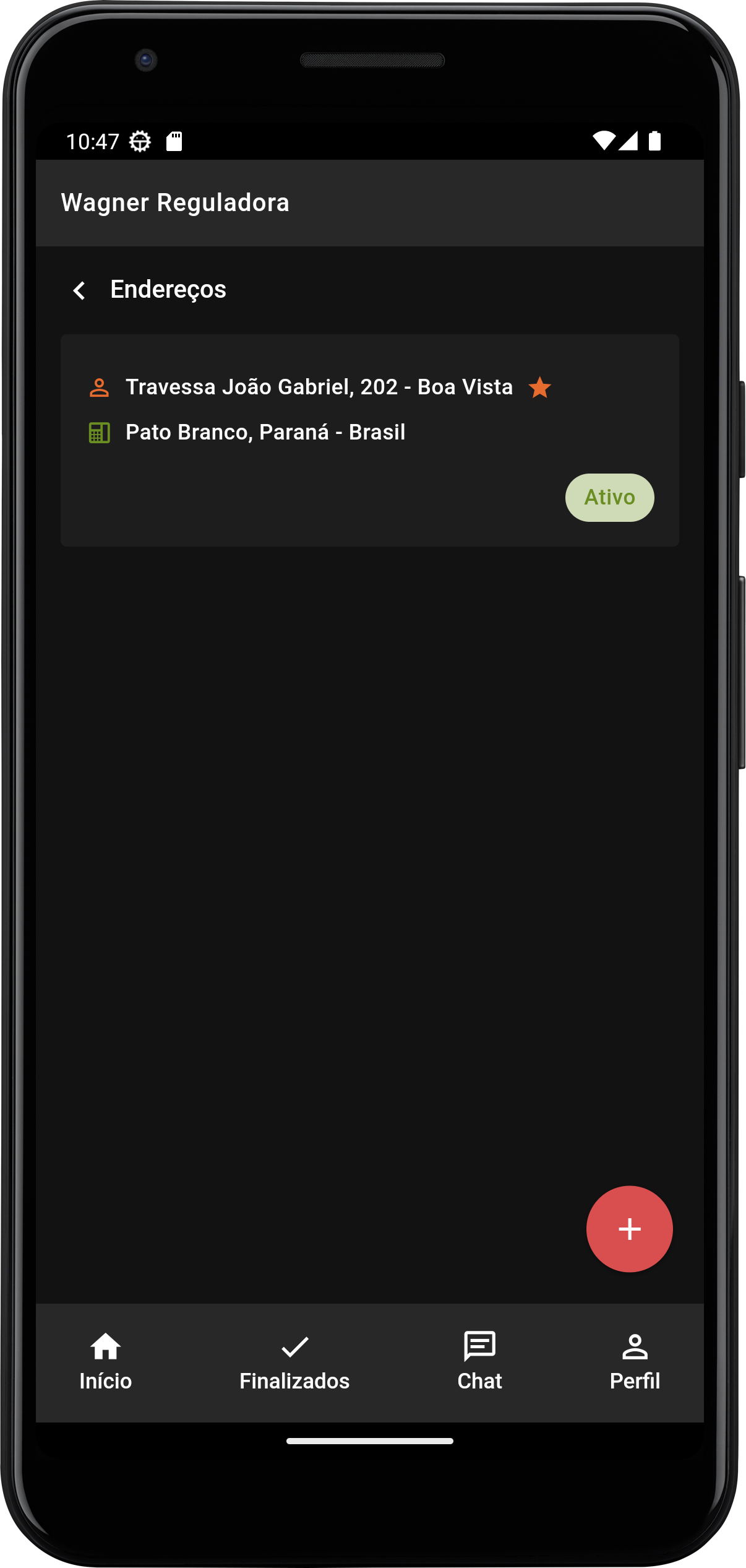 Imagem do aplicativo no celular com a tela de editar perfil
