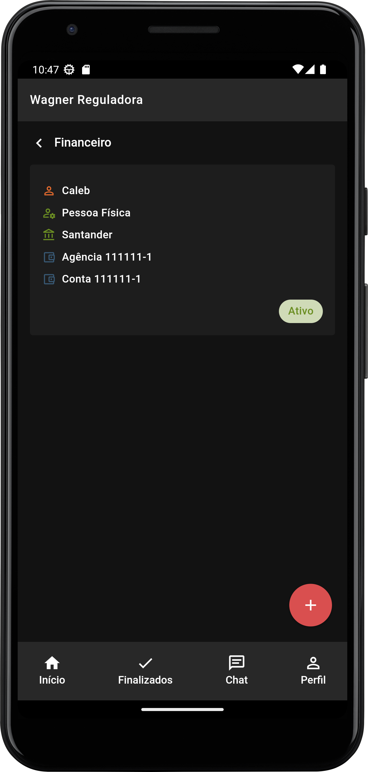 Imagem do aplicativo no celular com a tela de editar perfil