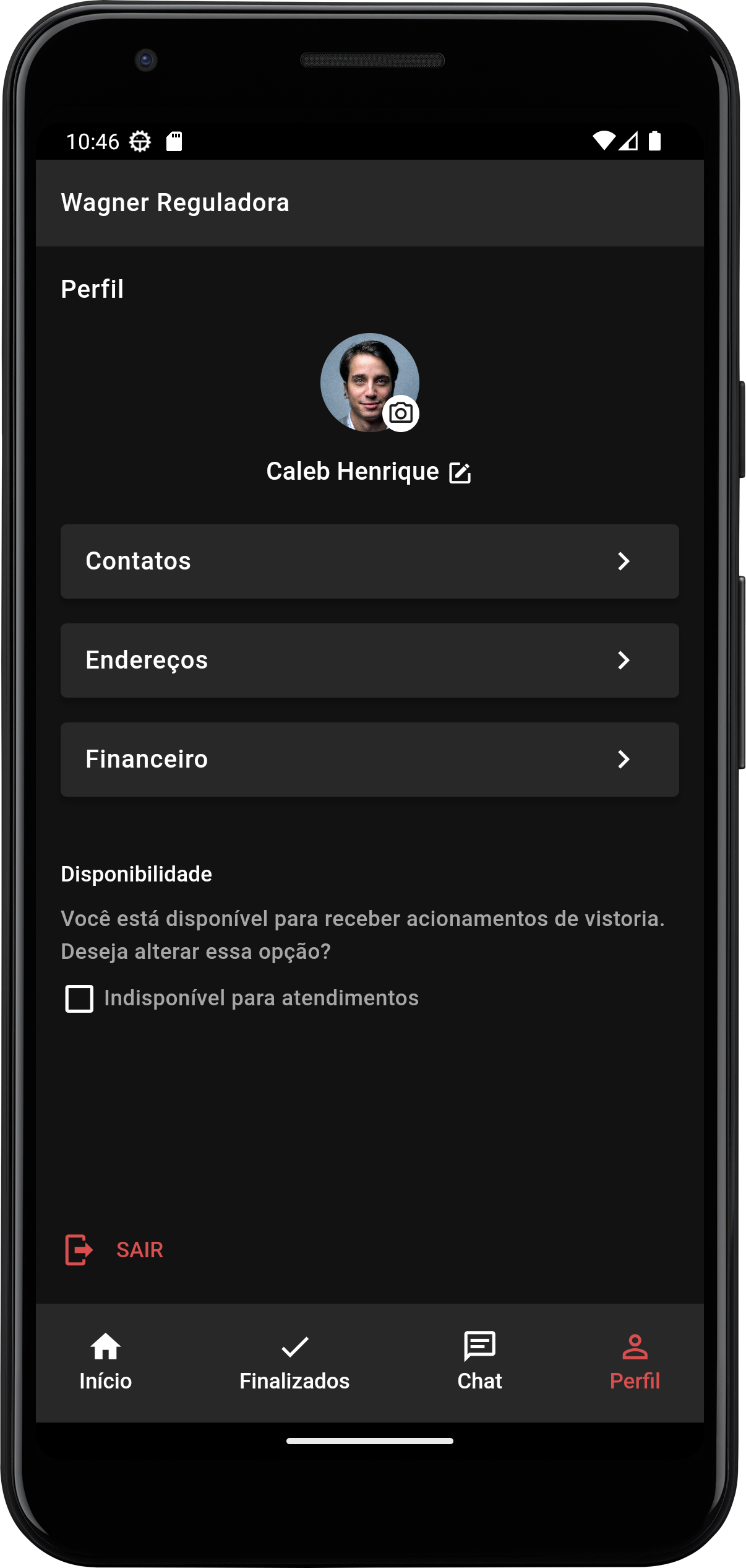 Imagem do aplicativo no celular com a tela de esqueci a senha